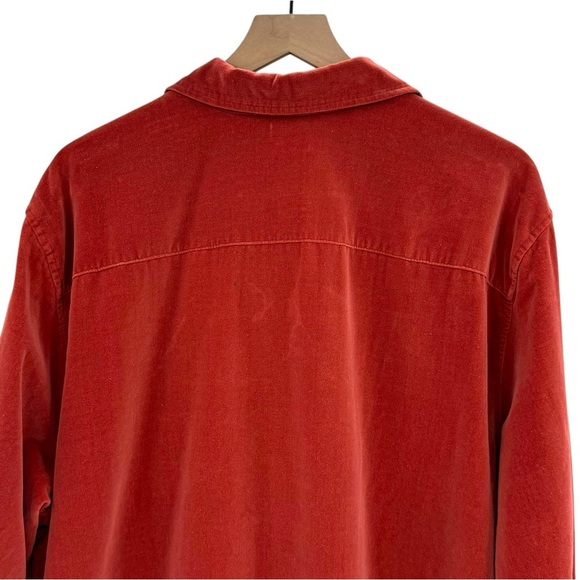 Vintage Liz Claiborne Velour Button Down Shirt Rust Orange Loose Fit Plus Sz 20 - Picture 4 of 11